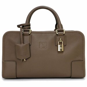 （中古）ロエベ LOEWE アマソナ 28 ミニボストン ハンドバッグ カーフスキン レザー ブラウン 茶 ゴールド金具 352.79.A03