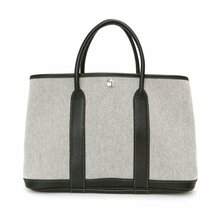 （美品）エルメス HERMES ガーデンパーティ 30 TPM ボルデュックリボン ハンドバッグ トワルアッシュ ブッフルスキッパー 黒_画像1