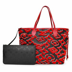 （未使用　展示品）ルイ ヴィトン LOUIS VUITTON ネヴァーフル MM URS FISCHER コラボ トートバッグ レザー モノグラム 赤 黒 M45544