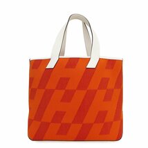 （未使用　展示品）エルメス HERMES アン ビエ 40 GM トートバッグ トワルアッシュ キャンバス ヴォースイフト レザー フー オレンジ Z刻印_画像1