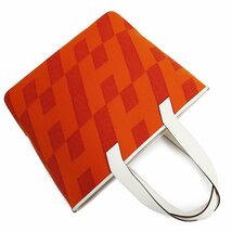 （未使用　展示品）エルメス HERMES アン ビエ 40 GM トートバッグ トワルアッシュ キャンバス ヴォースイフト レザー フー オレンジ Z刻印_画像6