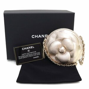 （新品・未使用品）シャネル CHANEL カメリア フラワー チェーン クラッチ ショルダーバッグ ラムスキン レザー ゴールド AP2121 箱付