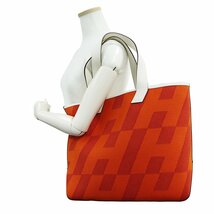 （未使用　展示品）エルメス HERMES アン ビエ 40 GM トートバッグ トワルアッシュ キャンバス ヴォースイフト レザー フー オレンジ Z刻印_画像8