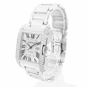 (Неиспользованные экспонаты) Cartier K18WG 750 Diamond Tank As Glaze MM Watch Solid White WT100009