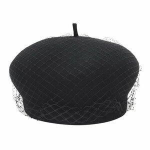 （美品）クリスチャンディオール Christian Dior チュール レース ベレー帽 ベール 帽子 #59 ラビット100％ ナイロン100％