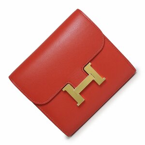 （未使用　展示品）エルメス HERMES コンスタンス コンパクト 二つ折り財布 ヴォータデラクト サンギーヌ レッド 赤 ゴールド金具 C刻印