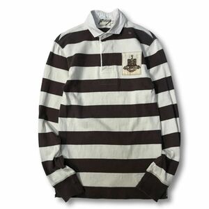 《オススメ◎》RALPH LAUREN RUGBY ラルフローレンラグビー★ヴィンテージ加工*ラグビーシャツ*ポロシャツ*ブラウン*サイズXS(MA6026)◆S60