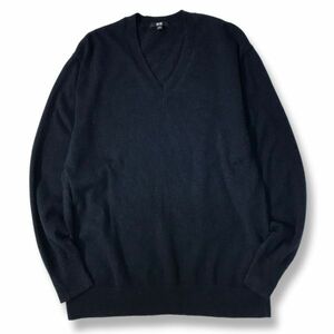 《良品◎》UNIQLO ユニクロ★上質カシミヤ100％*ビッグサイズ*ニット*セーター*ネイビー*サイズ3XL(LW1444)◆S60