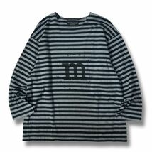 《良品◎》Marimekko マリメッコ★ビッグロゴ*ボーダーデザイン*長袖Tシャツ*カットソー*グレー/ネイビー(MA6086)◆S60_画像1