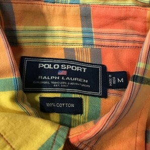 《良品◎》POLO SPORT ポロスポーツ ラルフローレン★チェックデザイン*ハーフボタンシャツ*オレンジ/イエロー/ブルー*サイズM(MS2662)◆YPの画像5