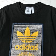 《良品◎》adidas アディダス★ビッグロゴ*トレフォイル*デザインTシャツ*カットソー*ブラック*サイズL(LS404)◆YP_画像3