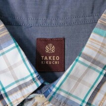 《良品◎》TAKEO KIKUCHI タケオキクチ★7分丈*チェックデザインシャツ*ブルー*サイズ3(MA2331)◆S60_画像4