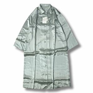 《美品◎》Wacoal ワコール★箱入新品タグ付*シルクロングシャツワンピース*ルームウェア*ライトグレー*サイズM(LA1779)◆S80