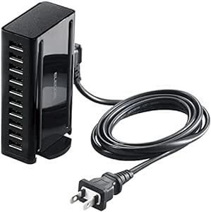 エレコム USB充電器 60W (合計最大出力) USB-A×10 【 iPhone15/ Android / 各種タブレット 対