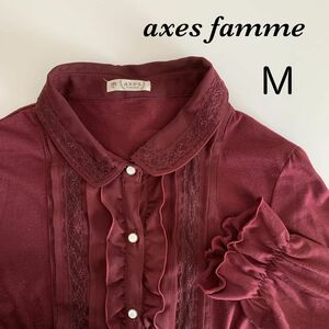 axes famme アクシーズファム 可愛いブラウス レース フリル リボン シャツ トップス