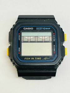 ♪ CASIO FISH IN TIME 腕時計 時計 カシオ フェイスのみ FT-100W デジタル フィッシュインタイム ウォッチ 10BAR 防水 ブラック 黒 