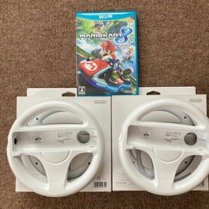 【Wii U】マリオカート8 ソフト1本　純正Wiiハンドル２個