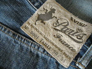 EVISU PARIS FRANCE エヴィス パリ フランス USED加工デニムパンツ 0001 button fly Thick Silhouette Selvedge Size 30