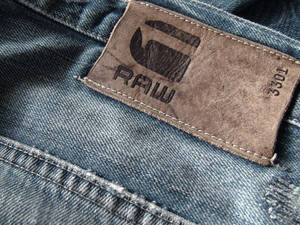 G-Star RAW ジースターロウ USED & damaged repaired ユーズド＆リペアダメージ加工 button fly indigo straight denim size 31/32