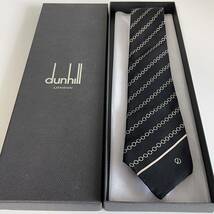 ダンヒル（Dunhill） 黒丸ストライプDロゴネクタイ_画像1