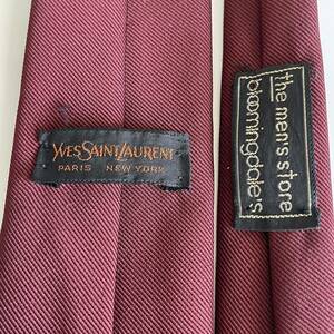 イヴサンローラン（YVES SAINT LAURENT） ワインレッドワンポイントYSLネクタイ