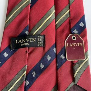 ランバン(LANVIN) 赤紺緑ストライプネクタイ 新品　未使用　タグ付き