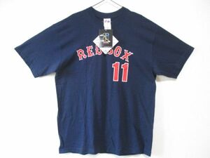 送料無料 貴重 未使用 Majestic マジェスティック MLB レッドソックス 野茂英雄 #11 ユニフォーム型 Tシャツ ネイビー サイズＸＬ
