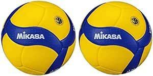 ミカサ(MIKASA) バレーボール 4号 日本バレーボール協会検定球 中学生・婦人用 イエロー/ブルー V400W & バレーボ