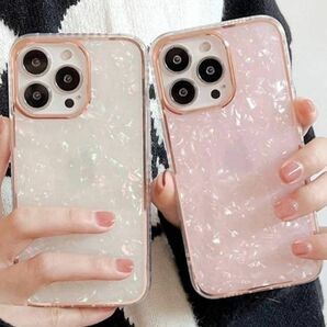 iPhoneケース シェル調 メッキ 高級感 ホワイト ブラック ピンク