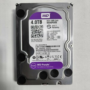 「41」WD Purple 　WD40PURX 4TB　SATA 3.5インチ/HDD（使用46503）