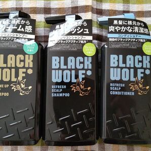 ブラックウルフ シャンプー&コンディショナー 本体3本セット ポンプ BLACK WOLF 大正製薬