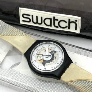 swatch/スウォッチ/auto quarz/15石/3針/スケルトン/ラウンド/ケース付/メンズ腕時計/ジャンク/T030