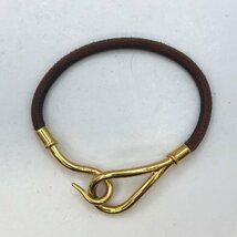 １円～/HERMES/エルメス/ゴールド×ブラウン系カラー/レザー/ジャンボ/ブレスレット/レディース/アクセサリー/ヴィンテージ/H066_画像2