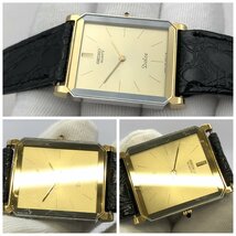 1円～/SEIKO/セイコー/DOLCE/ドルチェ/7730-5020/2針/ゴールド文字盤/コンビカラー/スクエア/クォーツ/レディース腕時計/ジャンク/H076_画像6