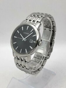 CITIZEN/シチズン/Eco-Drive/エコドライブ/E111-S067901/3針/デイト/黒文字盤/シルバーカラー/ソーラー/メンズ腕時計/稼動品/ジャンク/T007