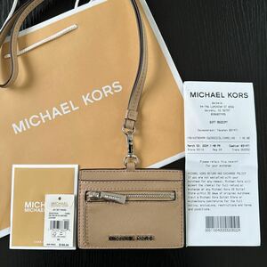 マイケルコース MICHAEL KORS IDカードケース 35S3STVD3L パスケース IDカードホルダー IDホルダー 定期入れ レディース レザー ベージュ