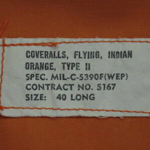 【実物】 60s 米軍 US NAVY Coveralls Flying MIL-C-5390F (WEP) 40Long フライトスーツ ヴィンテージ 60年代 海軍の画像3