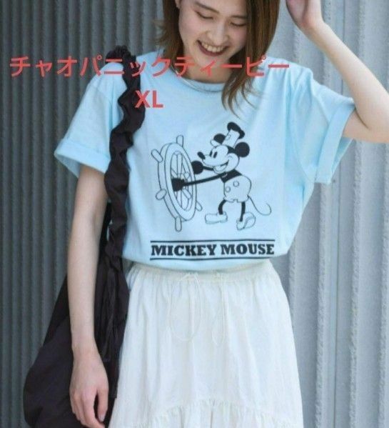 限定 Tシャツ ディズニー 蒸気船ウィリー Tシャツ ミッキー 青 100周年