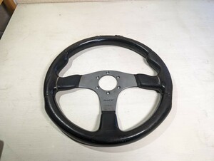 【FCU】 MOMO モモ RACE レース レザーステアリング Φ345mm ハンドル 当時物