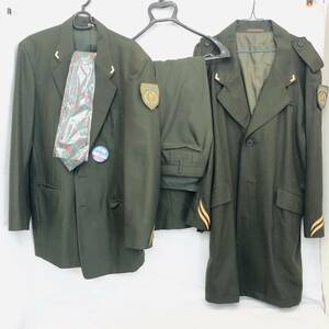 1円 名鉄 名古屋鉄道 制服 上下 ジャケット パンツ ズボン スラックス ネクタイ コート ワッペン セット まとめ 鉄道 レトロ コレクション