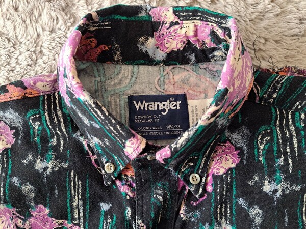 Wrangler ラングラー MADE IN USA 長袖シャツ カウボーイ ロデオ 総柄