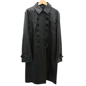 【格安】1,000円～ Aquascutum アクアスキュータム ラム レザーコート ブラック系 Sサイズ相当 レディース [M4765]