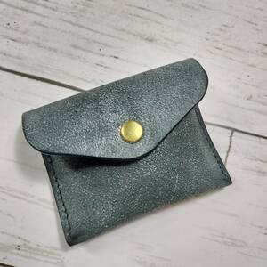 RiDo LeatherWorks【アラスカ】小銭、小物　コインケース★ブラック　イタリアンレザー　ミニ財布　小銭入れ　ハンドメイド