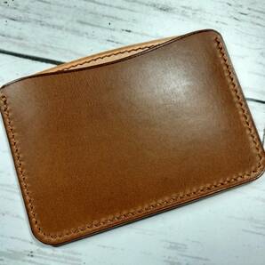 RiDo Leather Works【ブッテーロ】カードホルダー★キャメル×生成り カードケース イタリアンレザー ハンドメイドの画像3