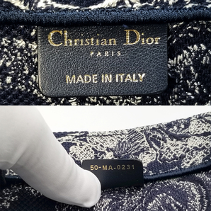 【1円スタート】クリスチャン ディオール Christian Dior ブック トート ラージ バッグ キャンバス ネイビー M1286ZRGO_M35Iの画像6