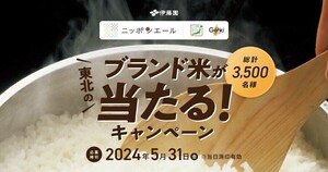 [個数4][ハガキのみ] 懸賞 応募 伊藤園 東北のブランド米が当たる キャンペーン ハガキのみ3枚