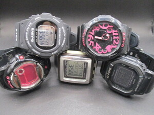 ジャンク腕時計17 CASIO5本まとめ　カシオBABY-Gベビージー　BGD-5000MD BLX-570 BG-169R BGT-1800J BGA-130