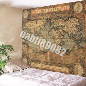 マル得◎ヴィンテージ　世界地図　タペストリー　壁吊り　装飾　リビングルーム　寝室　200x150cm