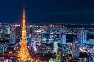 １円画像　素材に最適　東京タワーのある夜景