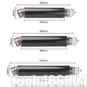 超得★【カーボン製+チタン製】【全長550mm】【60.5/50.8mm兼用】汎用サイレンサー スリップオン マフラー の画像5